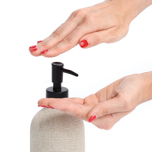 Seifenspender "Natural", Polyresin, beige. Ø: 80 mm. Höhe: 210 mm.