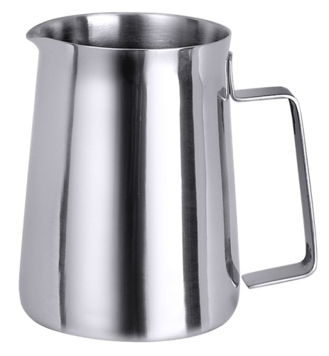 Milch-/Wasserkanne aus Edelstahl 18/10, hochglänzend, schwere Qualität Volumen: 0,3 l, Bodendurchmesser: 7,5 cm, Höhe: 10 cm