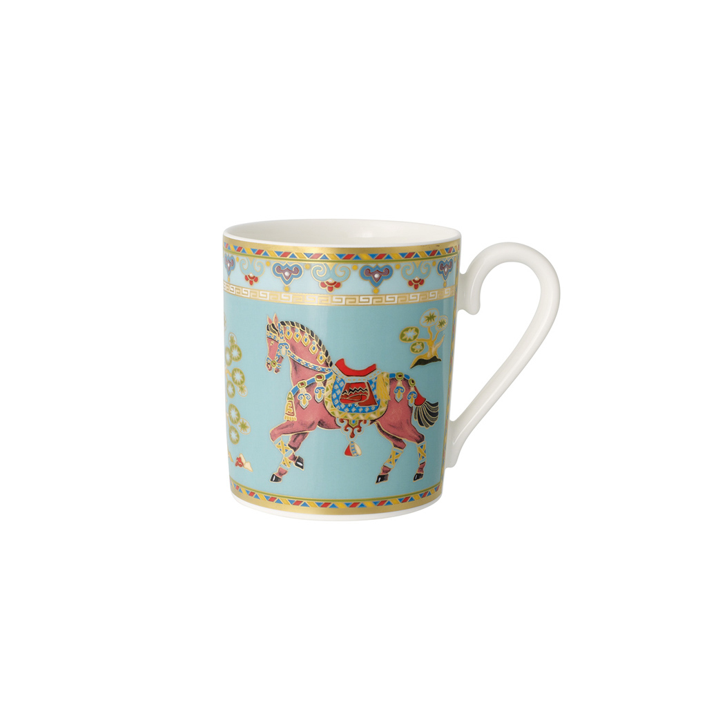 Villeroy und Boch Becher mit Henkel - Maße: 11,2 x 7,7 x 8,8 cm / Ser.: Samarkand Aquamarin