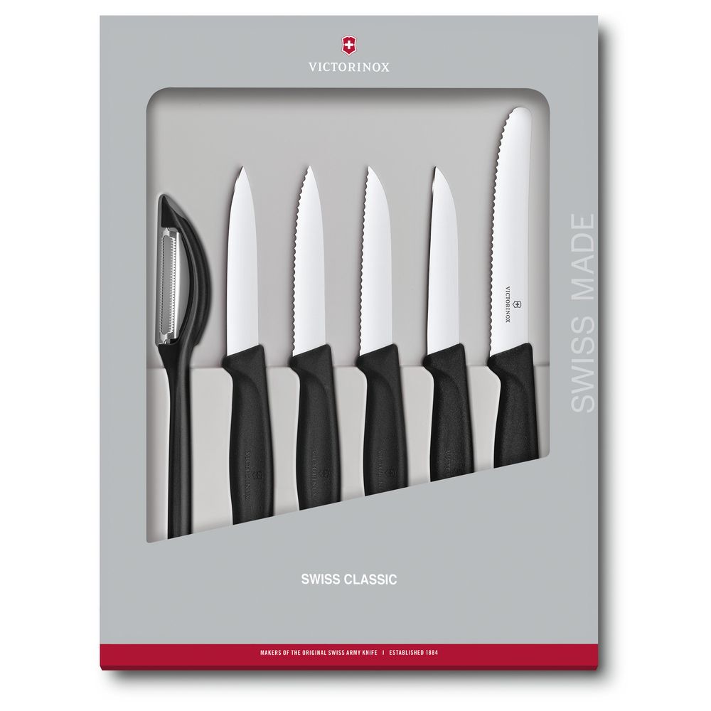 Victorinox Swiss Classic Taschenmesser Gemüsemesser-Set, 6-teilig, schwarz, Geschenkverp.