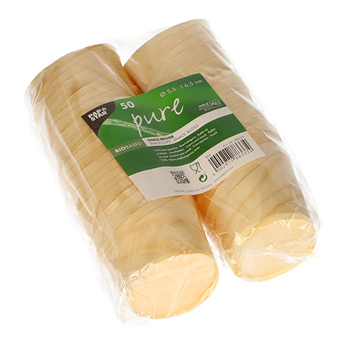 50 Snackbecher, Holz "pure" Ø 5,5 cm · 6,5 cm von PAPSTAR