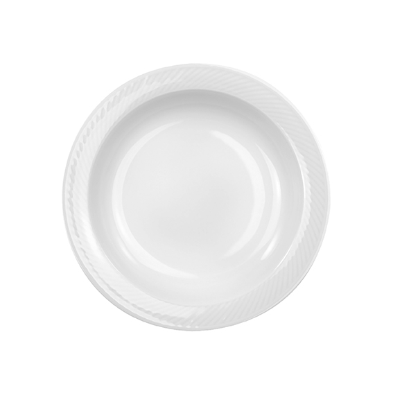 Teller tief 20 cm - Form: Swing Time - weiss -, aus Porzellan. Hersteller: Eschenbach. "Made in, Germany".