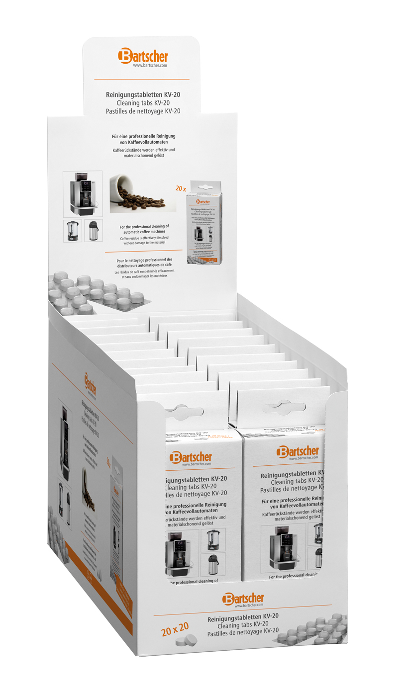 Bartscher Reinigungstabletten KV-20 | HACCP-konform: Ja | Maße: 3 x 7,5 x 180 cm. Gewicht: 0,065 kg