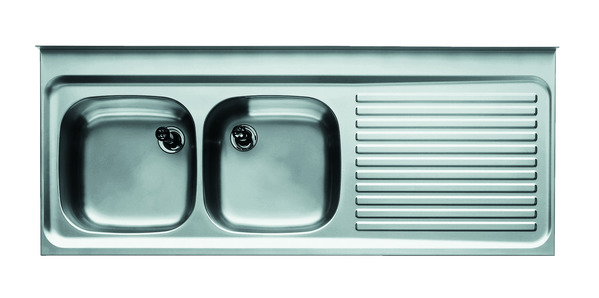 BLANCO Spültischabdeckung ZS, zwei Becken rechts, einseitig Rillenfläche, a. Edelstahl, gem. DIN 18861, Randhöhe: 50 mm, rückseitiges Stehbord: 50