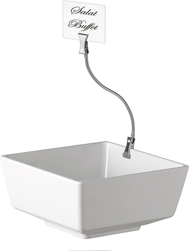 Schilderhalter -FLEXIBEL- Länge: 12 cm Metall verchromt mit 2 Klemmen