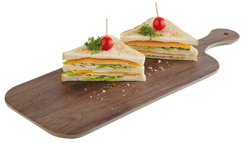 Tablett -OAK- 40 x 20 cm, H: 1,5 cm Melamin, Eichenoptik strukturierte Oberfläche Griff: 13 cm spülmaschinengeeignet