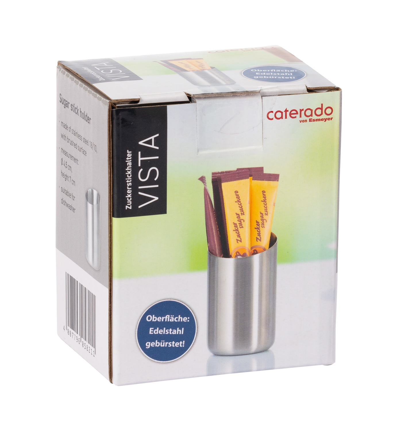 Zuckerstickhalter VISTA, Durchmesser: 45 mm, Höhe: 70 mm, mit gebürsteter Oberfläche,
