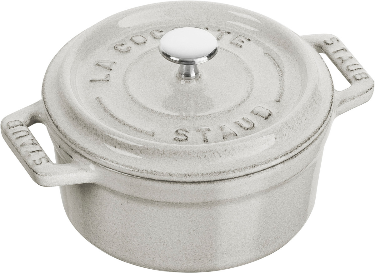 Mini Cocotte, 10 cm, Weisser Trüffel, rund, Gusseisen, Serie: La Cocotte. Marke: Staub