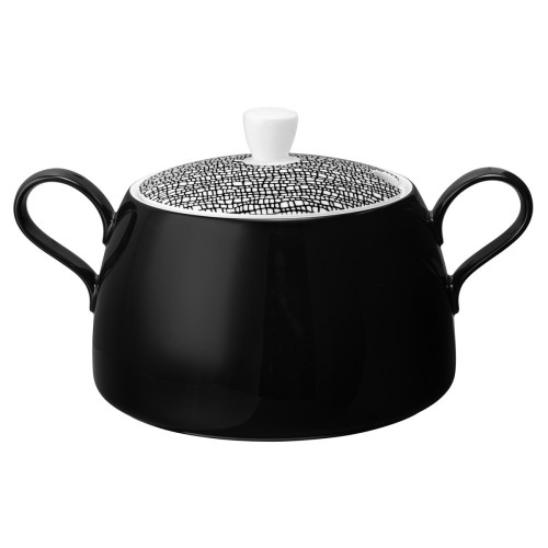 Seltmann Schüssel mit Deckel 3,00 l, rund, Form: Life, Dekor: 25677 Fashion glamorous black, hohe Kantenschlagfestigkeit, Made in Germany