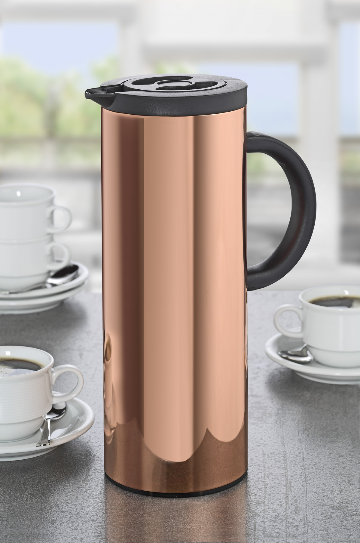 Isolierkanne KYOTO, 1 Liter, Mit kupferfarbener Beschichtung.