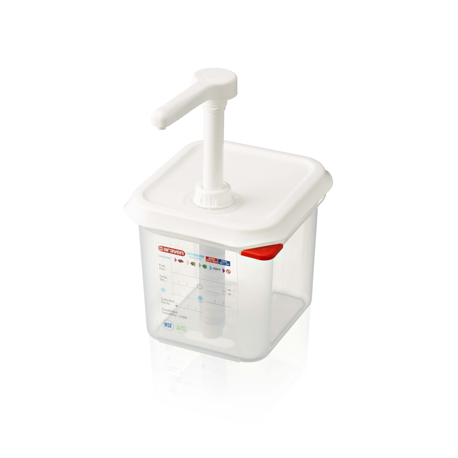 ARAVEN Saucenspender GN 1/6 mit 2,6 Liter Füllvermögen, durchsichtig