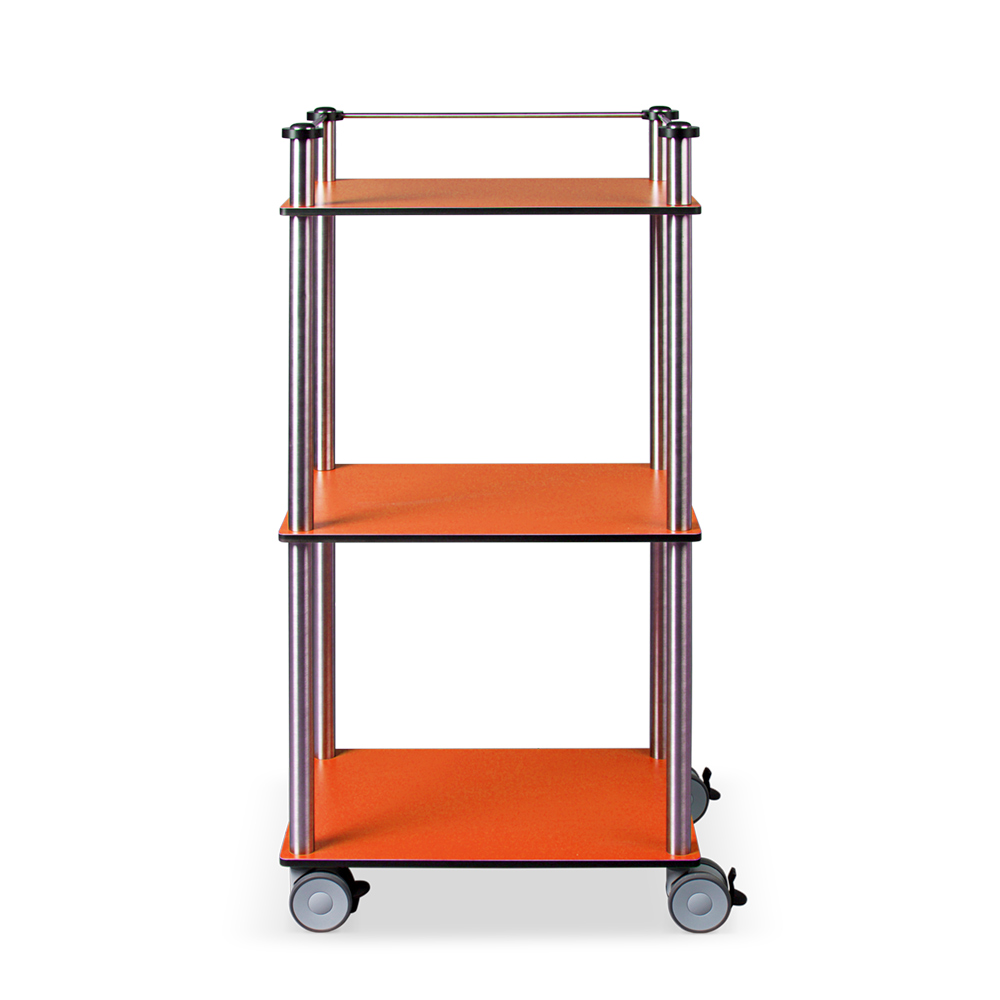 ETHERNASOLID® MULTICART Etagenwagen W13 mit 3 Böden und Reling 3-seitig, orange