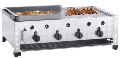 NEUMÄRKER Gas-Kombi-Tischbräter - 4 Brenner nur für Propan-/Butangas 815x530x280 mm