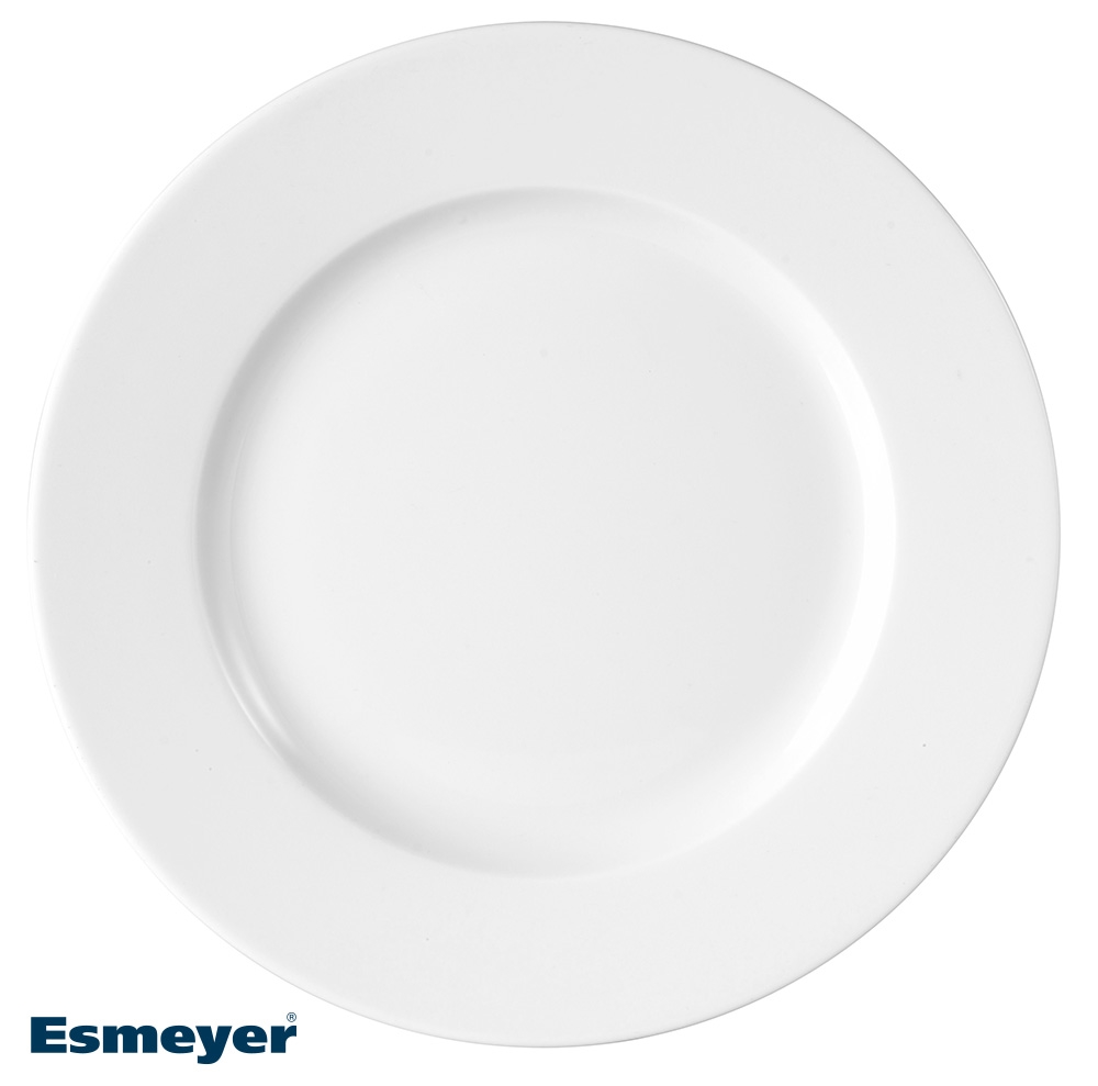 Speiseteller ISTA, Durchm. 24 cm, von caterado, aus weißem Porzellan. Made in Europe. Höhe 2,1 cm.