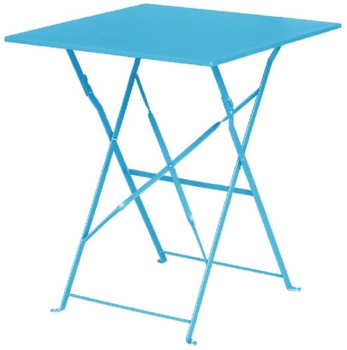 Bolero azurblauer Terassentisch aus Stahl viereckig