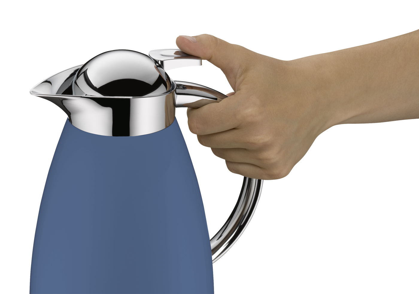 Isolierkanne Signo bijou blue mat 1,0 l; funktionaler Alltagsbegleiter; hochwertiger Edelstahl mit Hartglaseinsatz; hält 12 h heiß