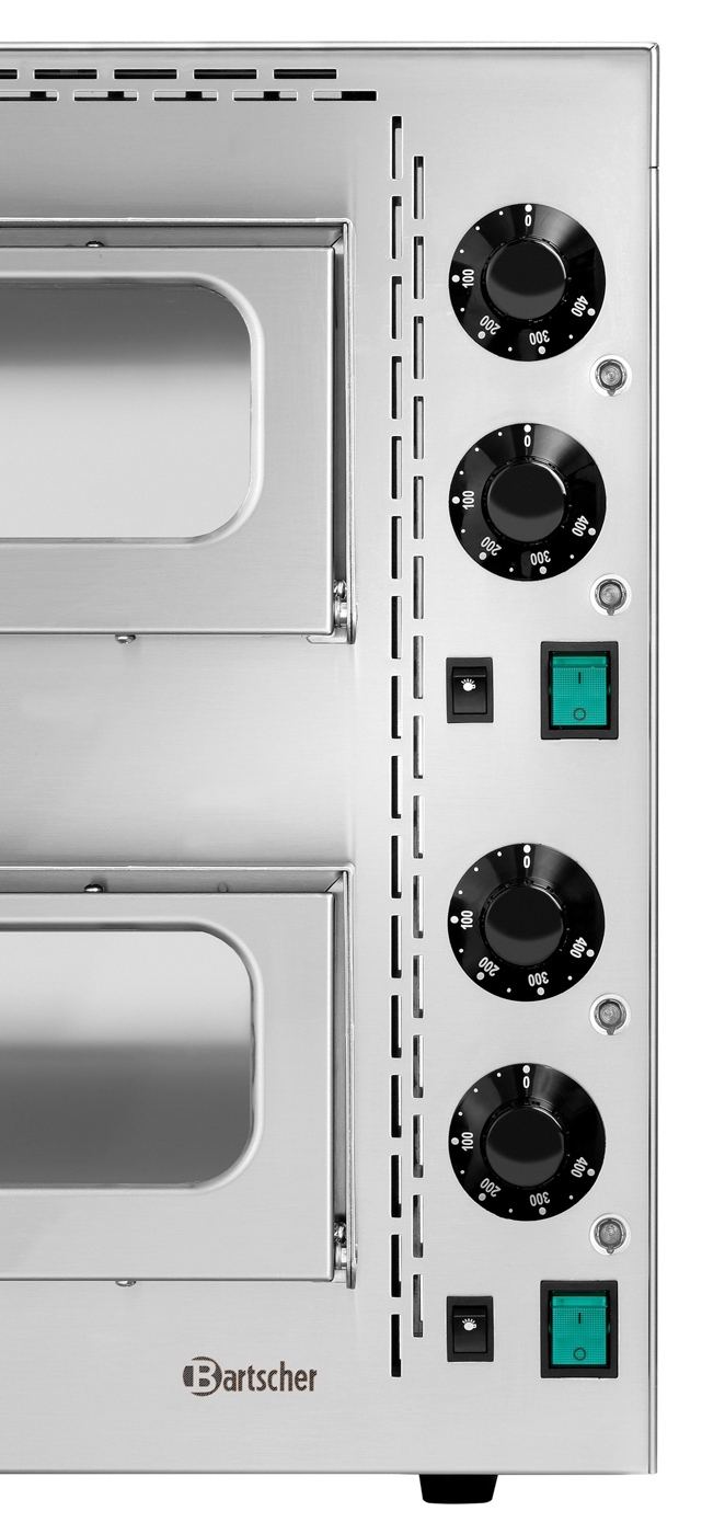 Bartscher Pizzabackofen "Mini Plus 2" | Spannung:230 V | Maße: 57 x 55 x 47,5 cm. Gewicht: 41,8 kg