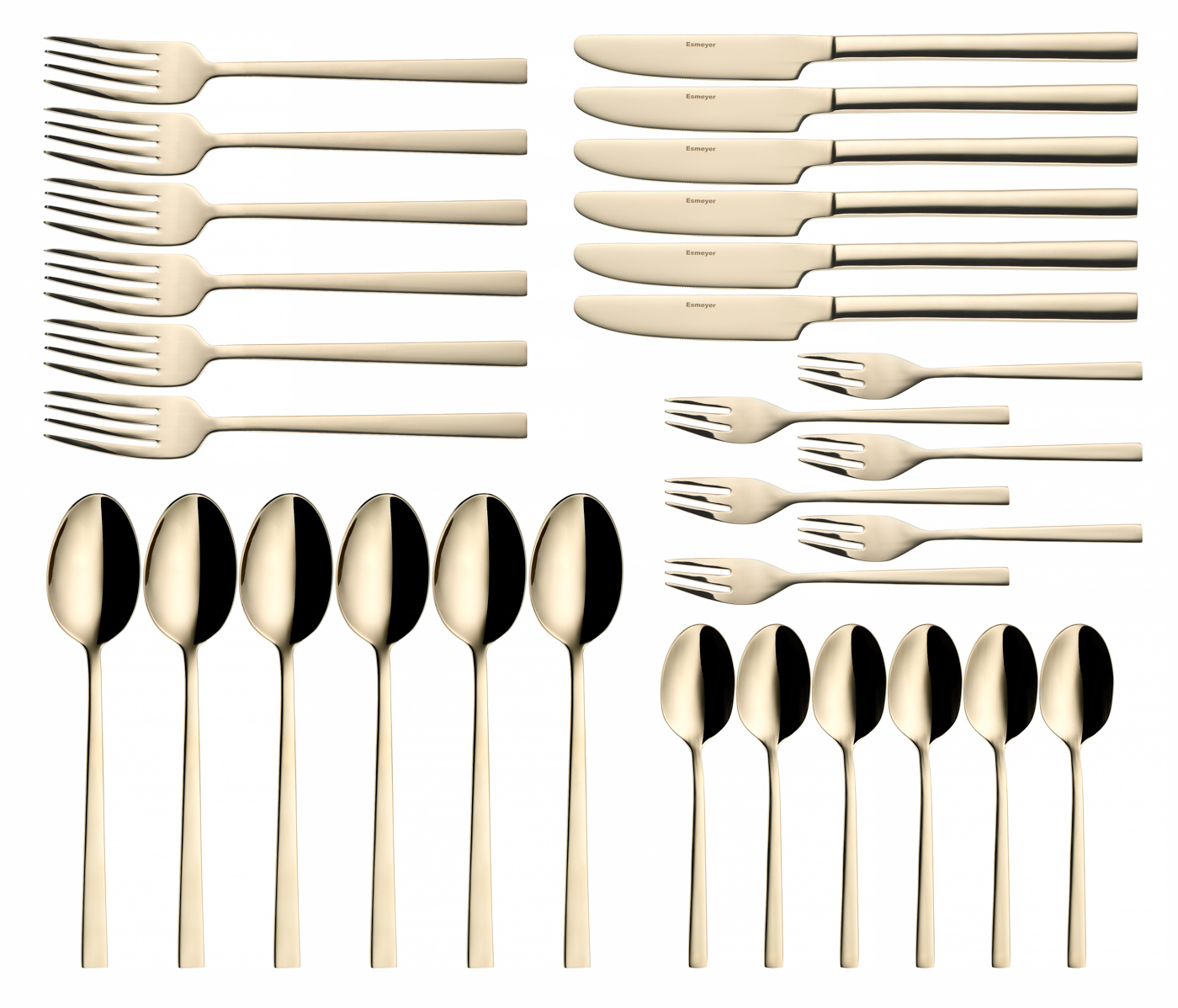 30-teiliges Besteck MELINA, Edelstahl, mit PVD-Beschichtung in champagner,