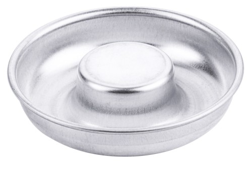 Savarinförmchen aus Weißblech, innen geschlossen, mit gebördeltem Rand Durchmesser außen: 8,5 cm, Höhe: 2 cm