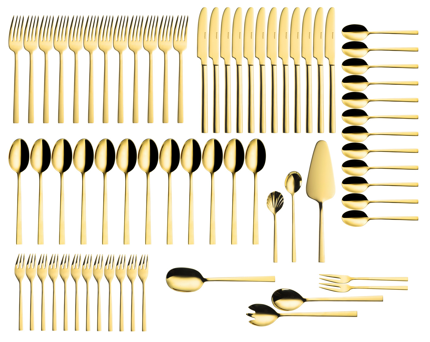 68-teiliges Besteck MELINA, Edelstahl, mit PVD-Beschichtung Farbe Gold.