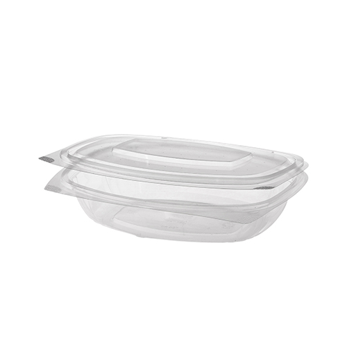 50 Feinkost- und Salatschalen mit Klappdeckeln, PLA "pure" 250 ml 3,1 cm x 16,1 cm x 13,2 cm glasklar von PAPSTAR