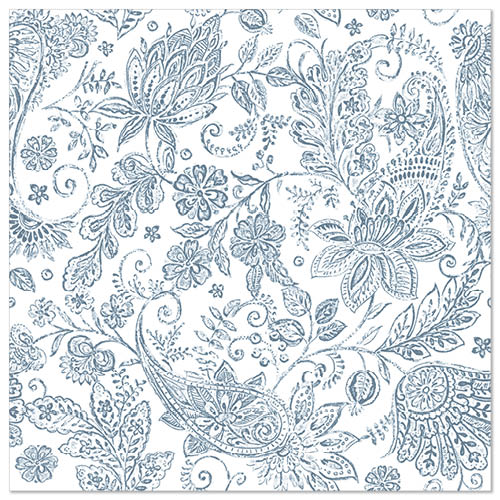 50 Servietten "ROYAL Collection" 1/4-Falz 40 cm x 40 cm blau "Paisley" von PAPSTAR
