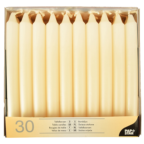 30 Tafelkerzen Ø 2,1 cm · 19,6 cm creme von Starpak