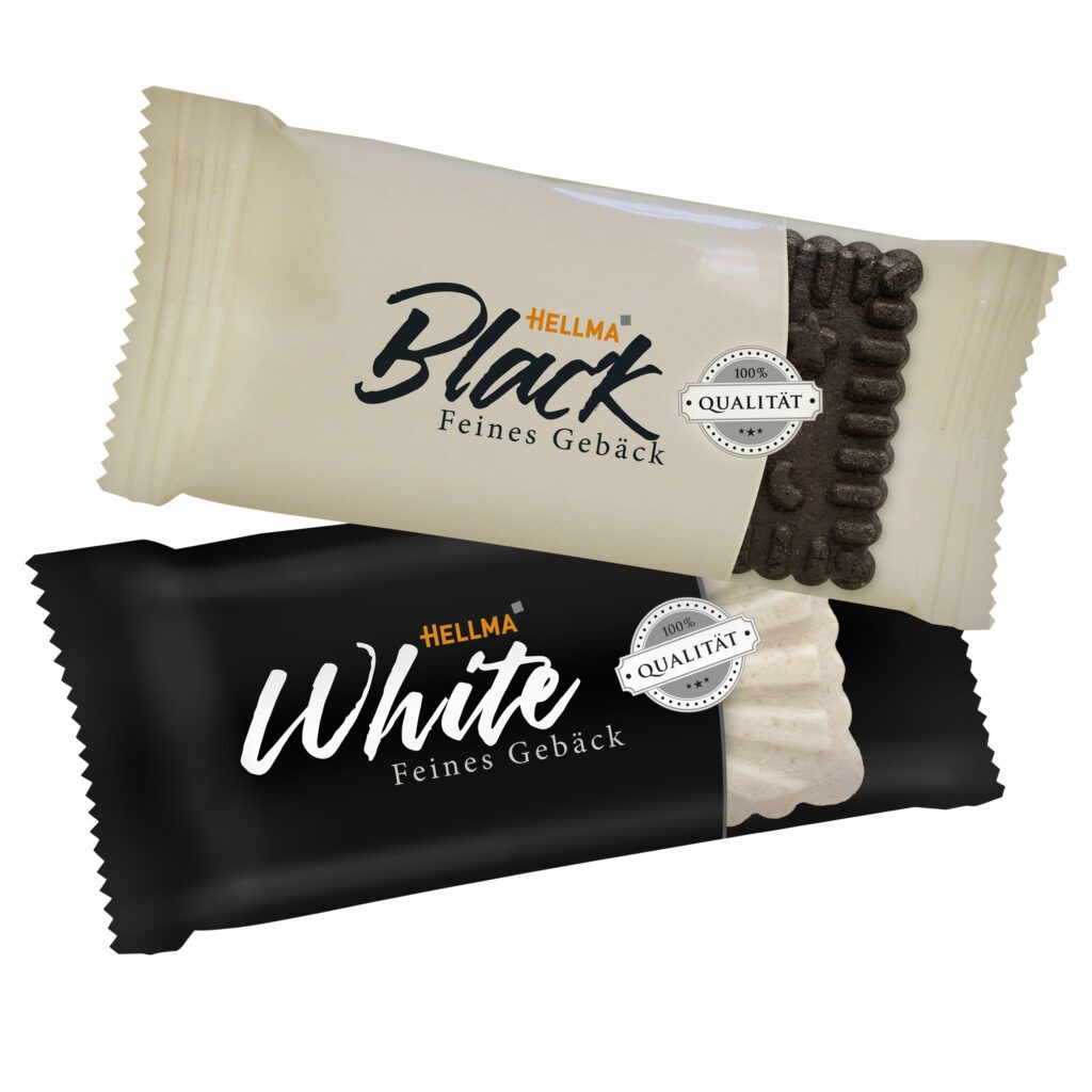 Feines Gebäck Black & White, 200 Gebäckstücke a 5,6g, Sorten Kakao und Vanille