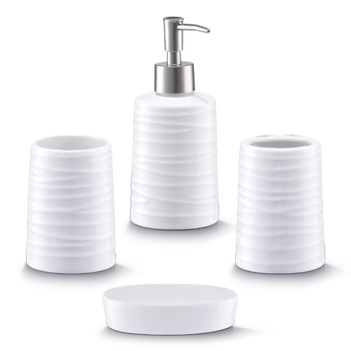 Zeller Bad-Accessoires-Set, 4-tlg., weiß, Keramik
