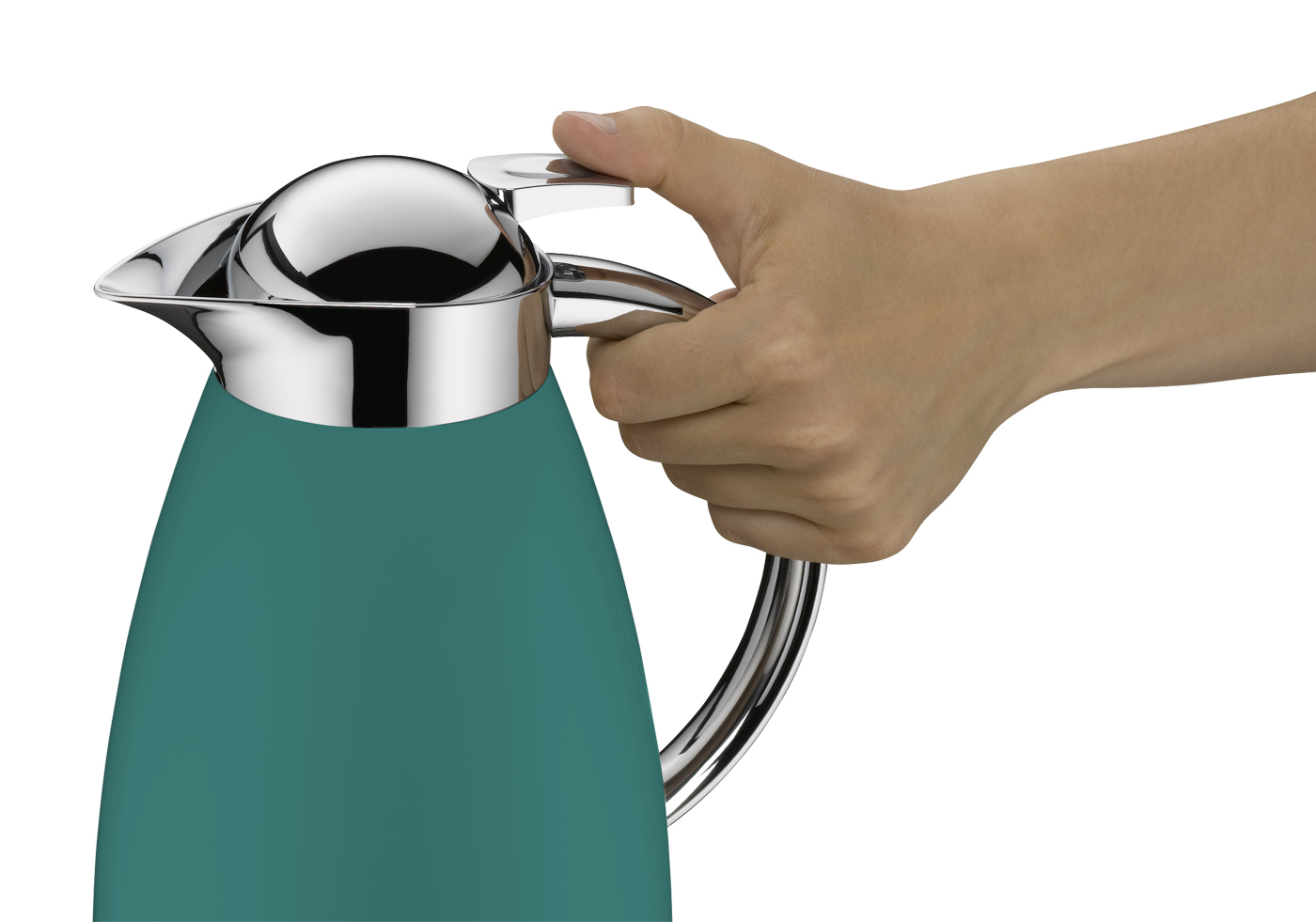 Isolierkanne Signo boho green mat 1,0 l; funktionaler Alltagsbegleiter; hochwertiger Edelstahl mit Hartglaseinsatz; hält 12 h heiß