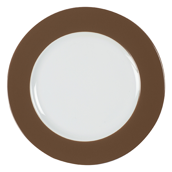 Teller flach 31,5 cm - Form: Table Selection -, Dekor 79921 nougat - aus Porzellan. Hersteller:, Eschenbach. "Made in Germany".