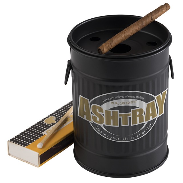 APS Windaschenbecher -SMOKY-, Ø 8,5 cm, H: 11,5 cm, Metall, verzinkt, schwarz, mit abnehmbarem Deckel