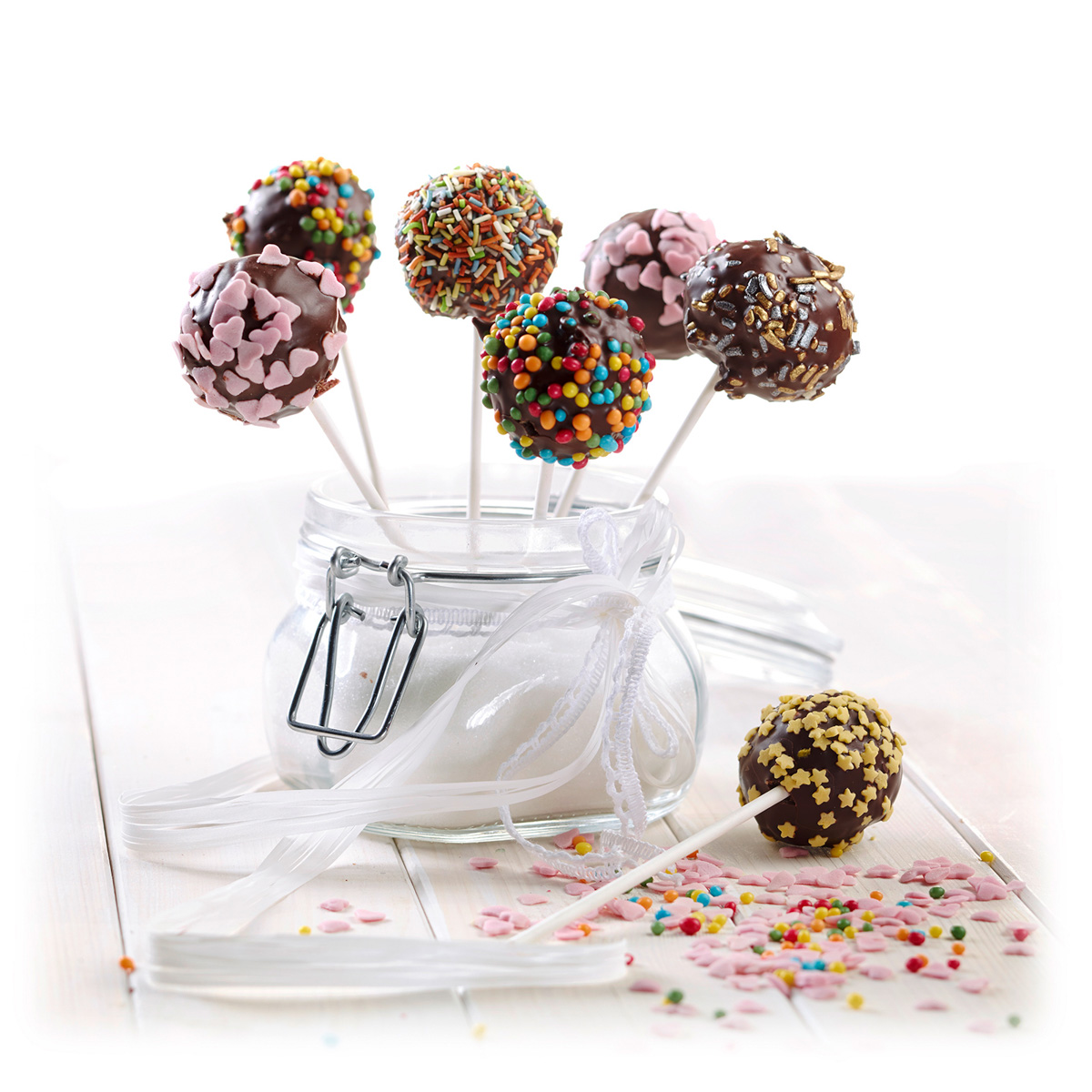 48 CakePop-Stäbchen, 15 cm, weiß