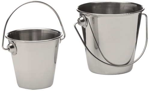 4 Servier- / Saucen-Eimer oben Ø 7 cm, H: 6,5 cm Edelstahl, 0,15 Liter 4er Set -SNACKHOLDER- spülmaschinengeeignet stapelbar