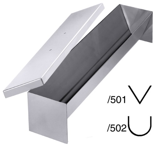 Pastetenform mit Deckel (halbrund Dachrinne) aus Edelstahl 18/10, hochglänzend, Materialstärke 0,9 mm, Bodenabstand ca. 0,5 cm,