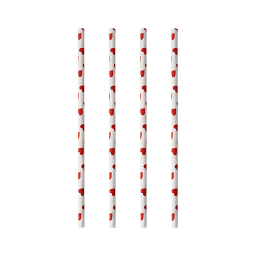 100 Trinkhalme, Papier Ø 6 mm · 20 cm "Heart" von PAPSTAR