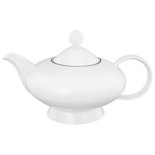 Seltmann Teekanne 1,25 l, rund, Form: Lido, Dekor: 10826 Black Line, hohe Kantenschlagfestigkeit, Made in Germany