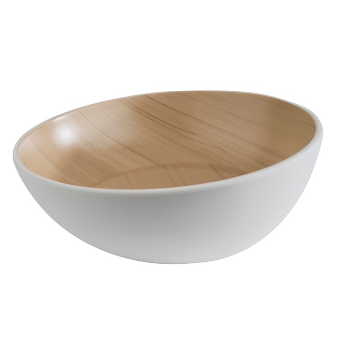Schale "FRIDA" innen Holzoptik, außen weiß