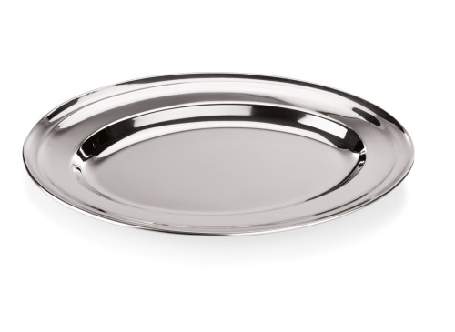 Servierplatte. passend für Backform 24 cm. Chromnickelstahl. oval, passend für Backformen 4940 und 4950.