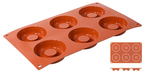 Silikon Backmatte, SAVARIN mit 6 Formen aus reinem Silikon, terrakottafarben, spülmaschinenfest, geruchs- und