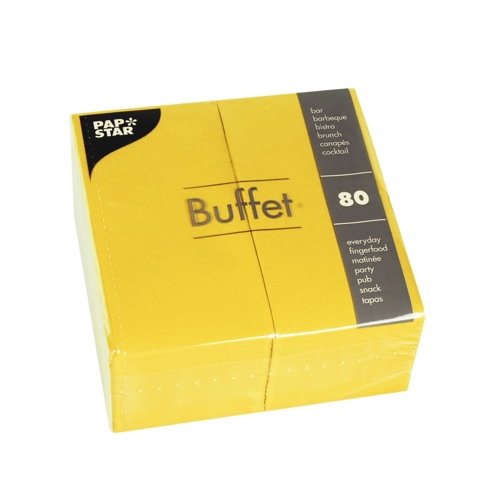 PAPSTAR 80 Servietten, 2-lagig 1/8-Falz 33 cm x 33 cm gelb