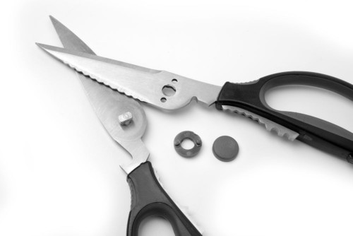 Küchenschere, Edelstahl, 220 mm. Zerlegbar zur einfachen Reinigung.