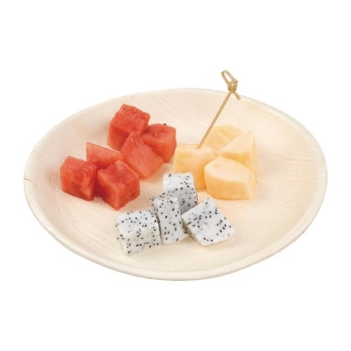 100 Stück Fiesta Green runde Palmblattteller 25cm. Aus starken und schnell nachwachsenden Palmblättern. 100 Stück,