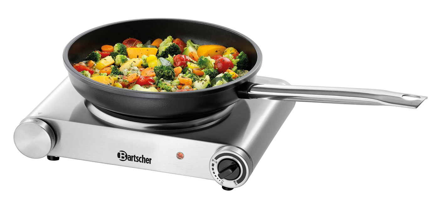 Bartscher Elektro-Kocher 1K1500 | DurchmesserKochstelle(n): 185 mm | Maße: 30,5 x 24,5 x 8,5cm. Gewicht: 2,1 kg