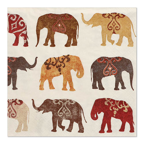 20 Servietten, 3-lagig 1/4-Falz 33 cm x 33 cm "Elephants" von PAPSTAR
