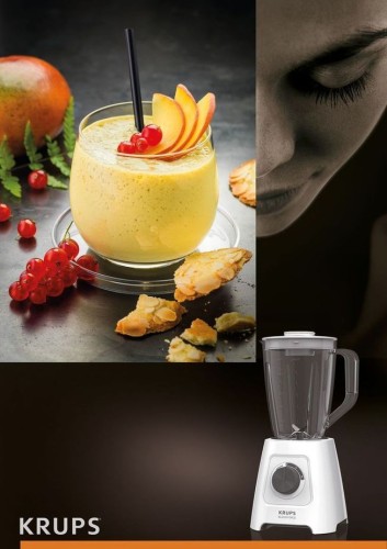 Krups BLENDFORCE Standmixer 600 W, 2 Liter Kunststoffbehälter, 4 Messer, 2 Geschwindigkeiten, Ice crush-Funktion, weiß