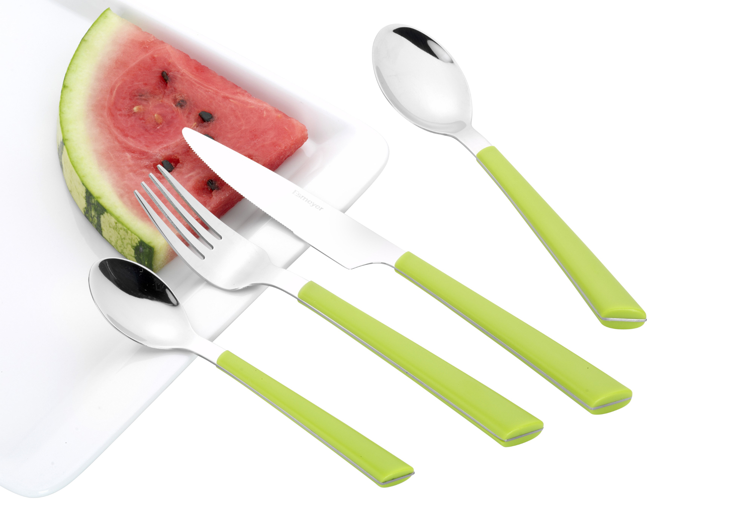 24-teiliges Besteck JANE, grün aus Edelstahl 18/0 poliert, Messer aus Klingenstahl.