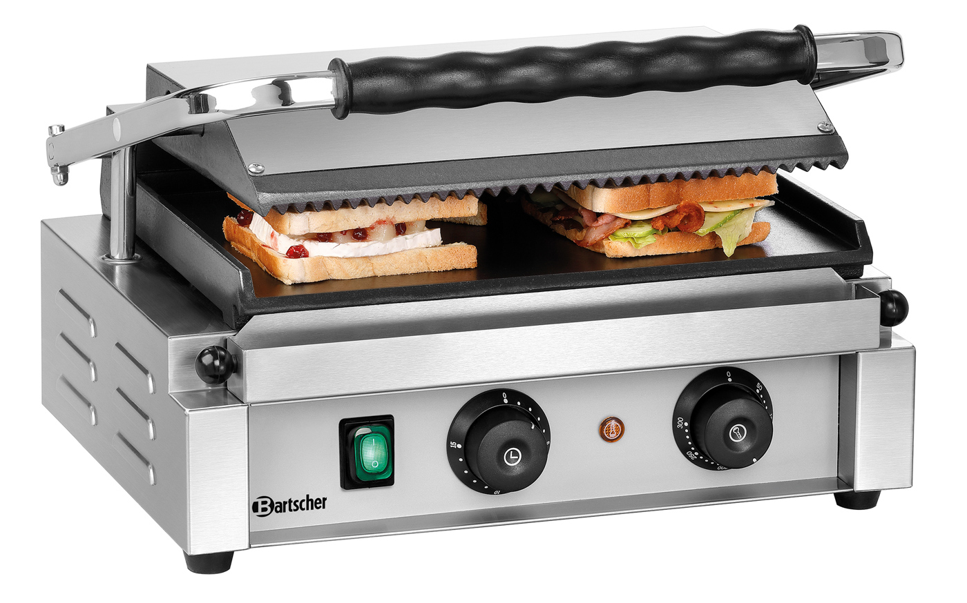 Bartscher Kontaktgrill "Panini-T" 1GR |Programmierung: - | Maße: 41 x 40 x 20,0 cm.Gewicht: 18,6 kg