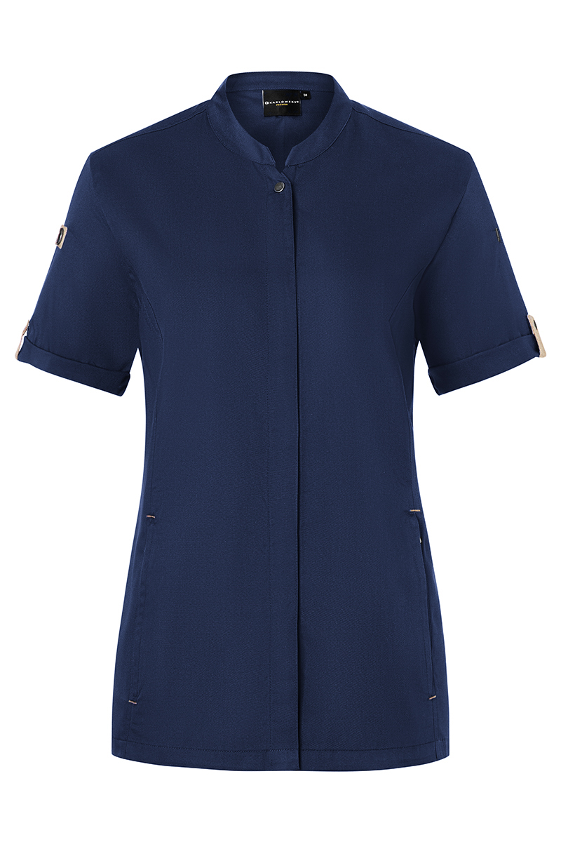 Kurzarm Damenkochjacke Green-Gen., aus nachhalt. Material , 72% GRS Cert. Rec. Polyester / 28% Convent. Cotton - Gr. 58 - fuchsia - von Karlowsky