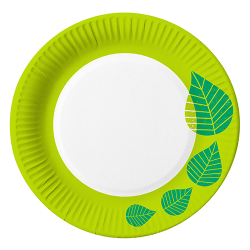 PAPSTAR 10 Teller, Pappe rund Ø 23 cm grün "Graphic Leaves"